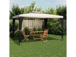 Gazebo con techo doble de 3,98 x 2,98 m, acero color crema, WSD861633, Lovely Home