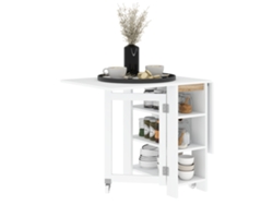 Mesa De Cocina Plegable Con Extensiones, Ruedas Y Estantes, Color Blanco, 120x60x75