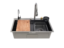 Fregadero de cocina de un solo seno, acero inoxidable 304 duradero, cuatro modos de salida, 75 cm OEM