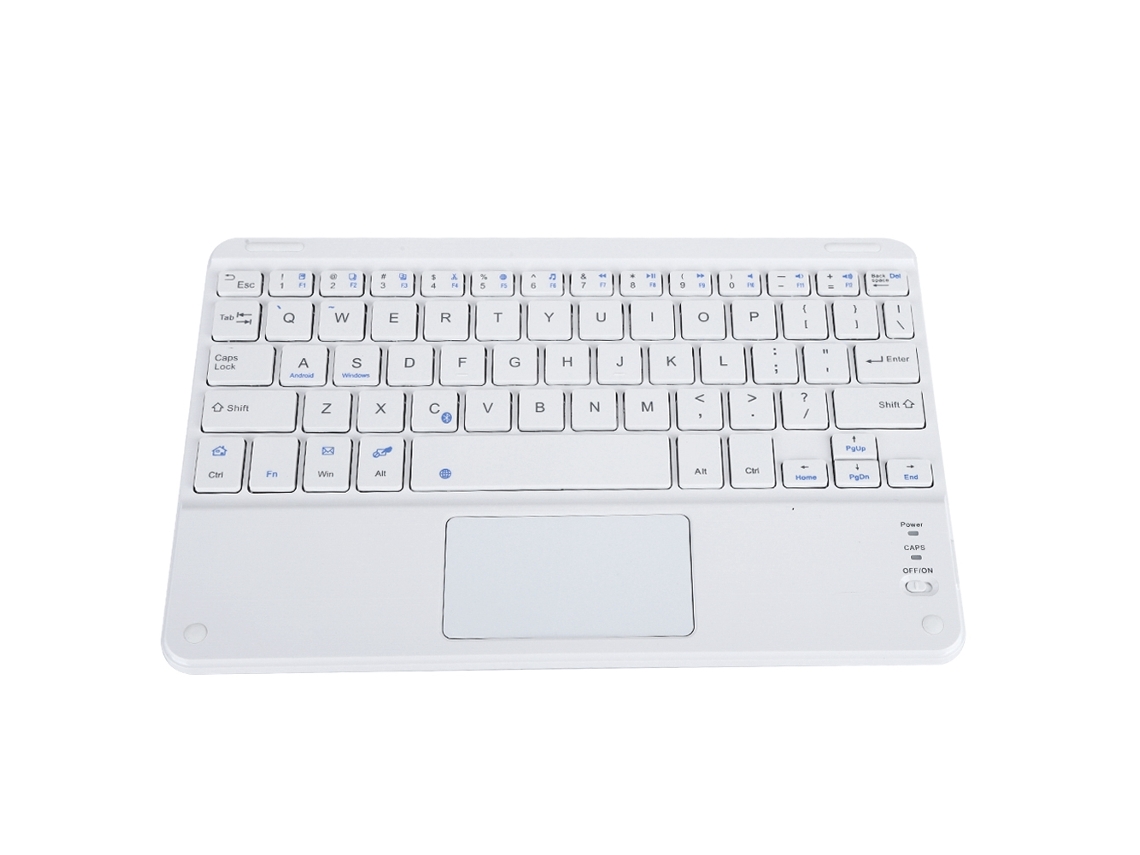 Teclado Inalámbrico Bluetooth (táctil Ultra Delgado) Blanco 9 Pulgadas De Aleación De Aluminio Universal Para Win/ios/android Diseño De Interruptor De Tijera Teclado Portátil