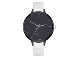 Reloj De Pulsera De Cuarzo Informal Para Mujer Con Correa De Pu Y Esfera Redonda Blanca.