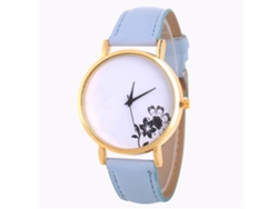 Reloj De Cuarzo Con Correa De Cuero Simple Y Moderno Para Decoración (azul Claro)