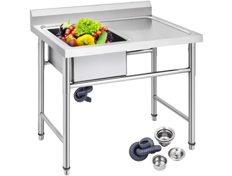 VEVOR Fregadero de Cocina Comercial de Acero Inoxidable con un Compartimiento