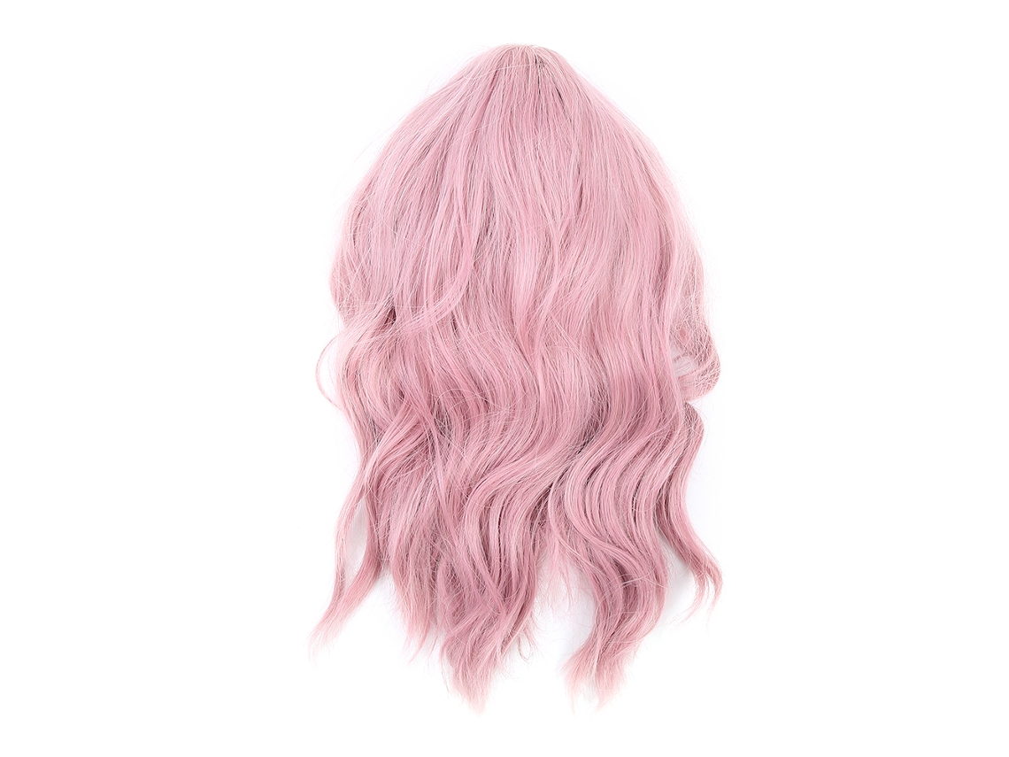 Peluca Rizada Ondulada Corta Bob Pastel Rosa Sintética Para Mujeres Ajustable De Alta Temperatura