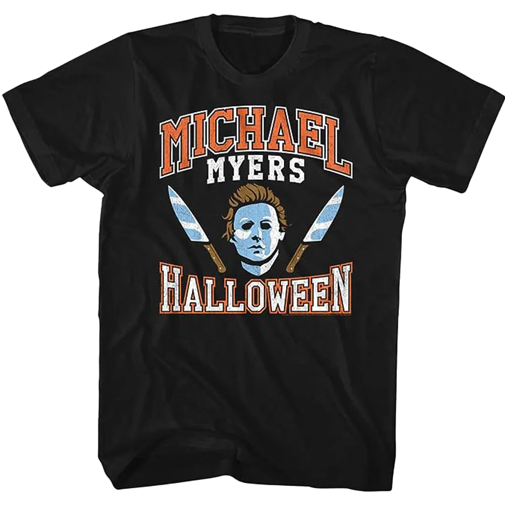 Camiseta estilo universitário do Michael Myers, filme de terror de Halloween. Tamanho: XXL