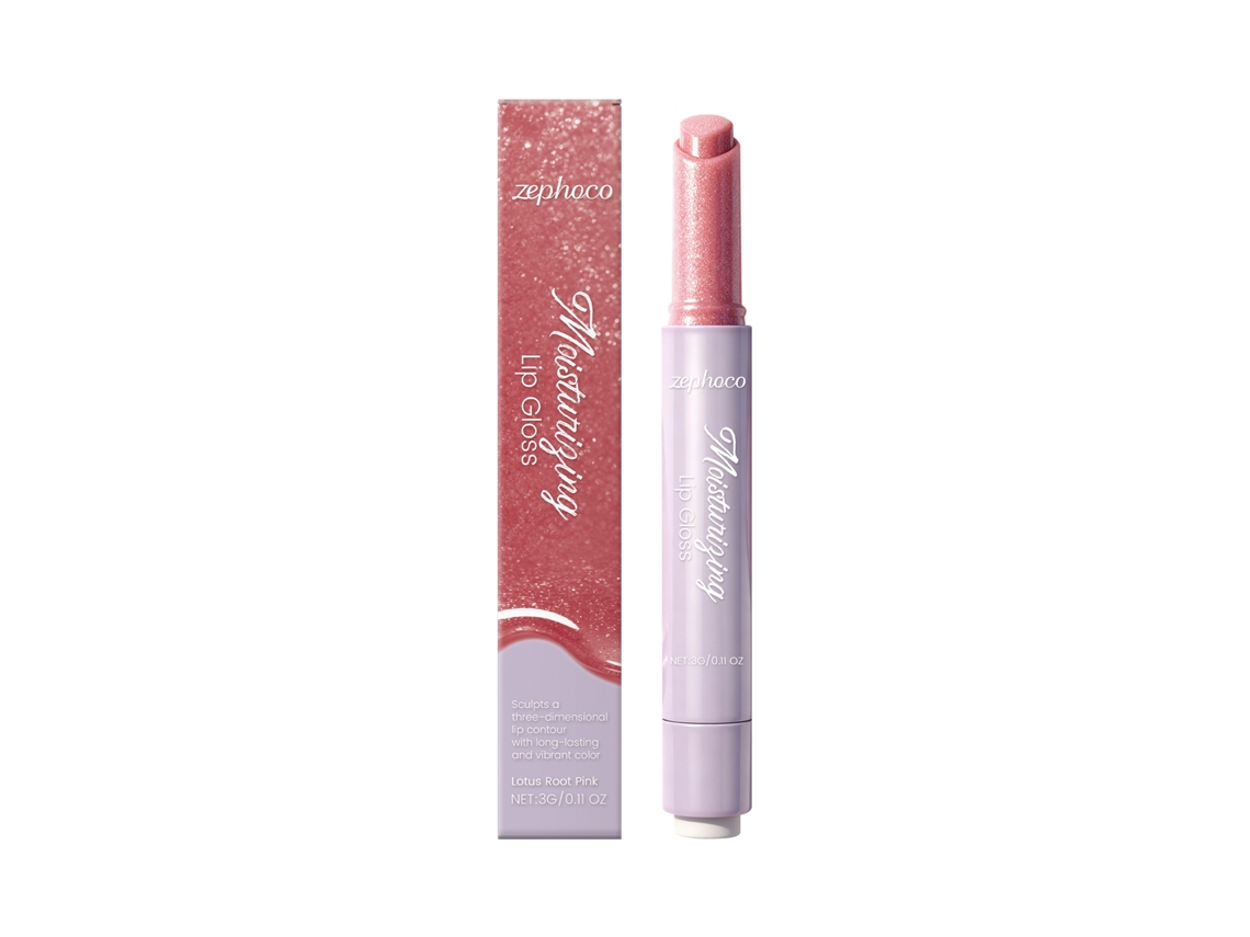 Brillo labial hidratante voluminizador color rosa raíz de loto