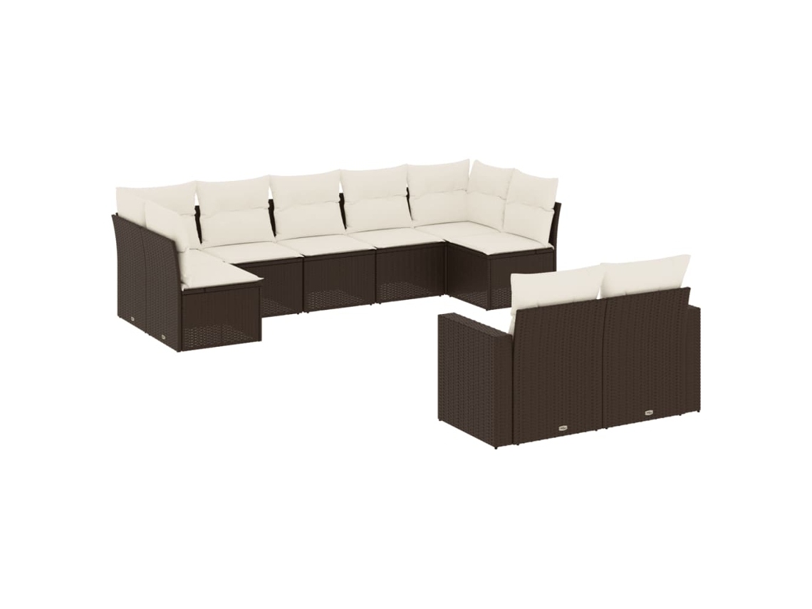 Maison Exclusive - Set De Sofás De Jardín 9 Pzas Y Cojines Ratán Sintético Marrón