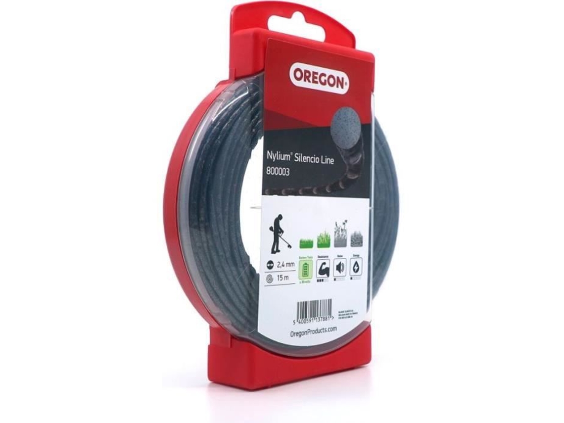 Desbrozadora Redonda Torcida Linea Nylium Silencio Negro Ø2,4Mm/15M Oregon 800003 Bajo Nivel De Ruido Para Comodidad Y Corte