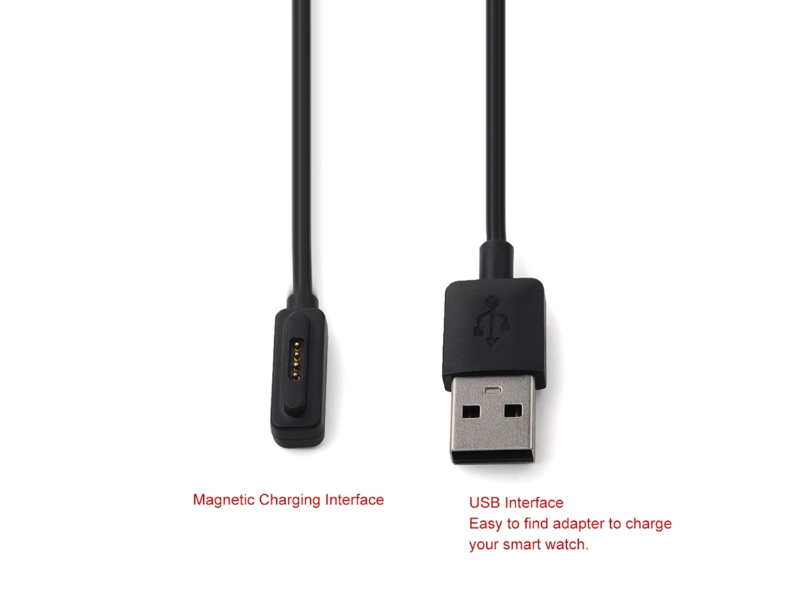 Cable de carga con interfaz magnética 2026 para Asus Zenwatch 2nd, 1 metro, USB, función de transferencia de datos.