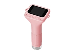 Microscopio digital portátil con lupa, 1000x, para niños, con luz de relleno de 8 LED (rosa)