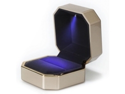 Estuche De Lujo Para Anillos Con Luz Led, Organizador De Joyas De Terciopelo, Regalo De Boda.