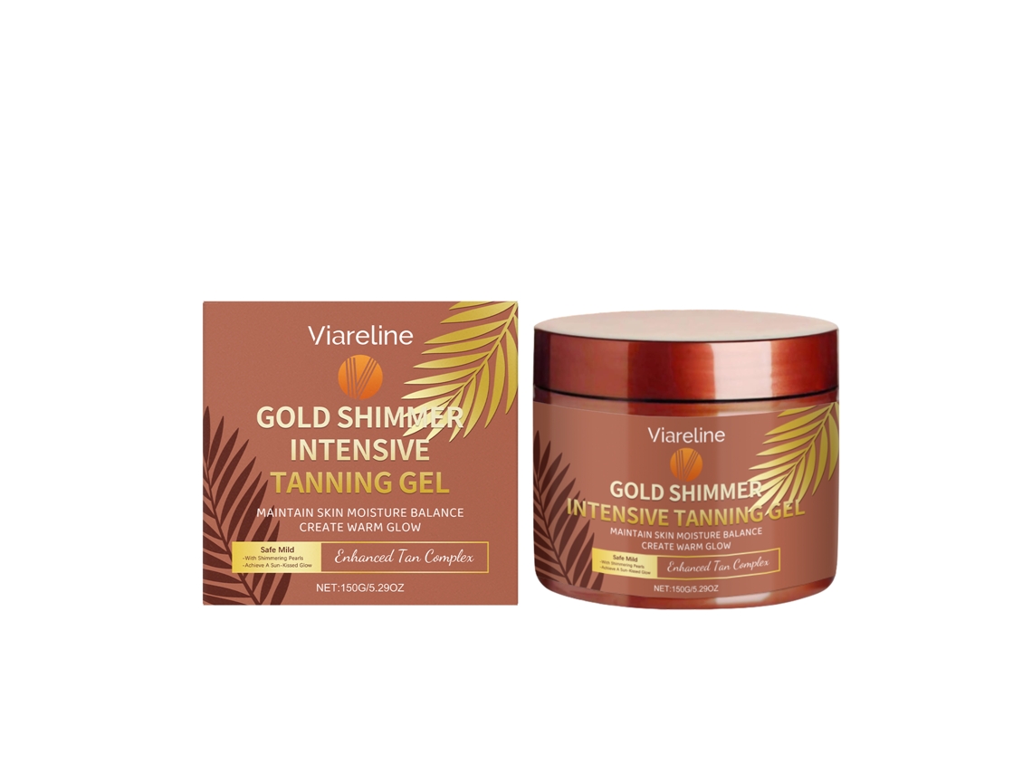 Gel autobronceador con brillo dorado