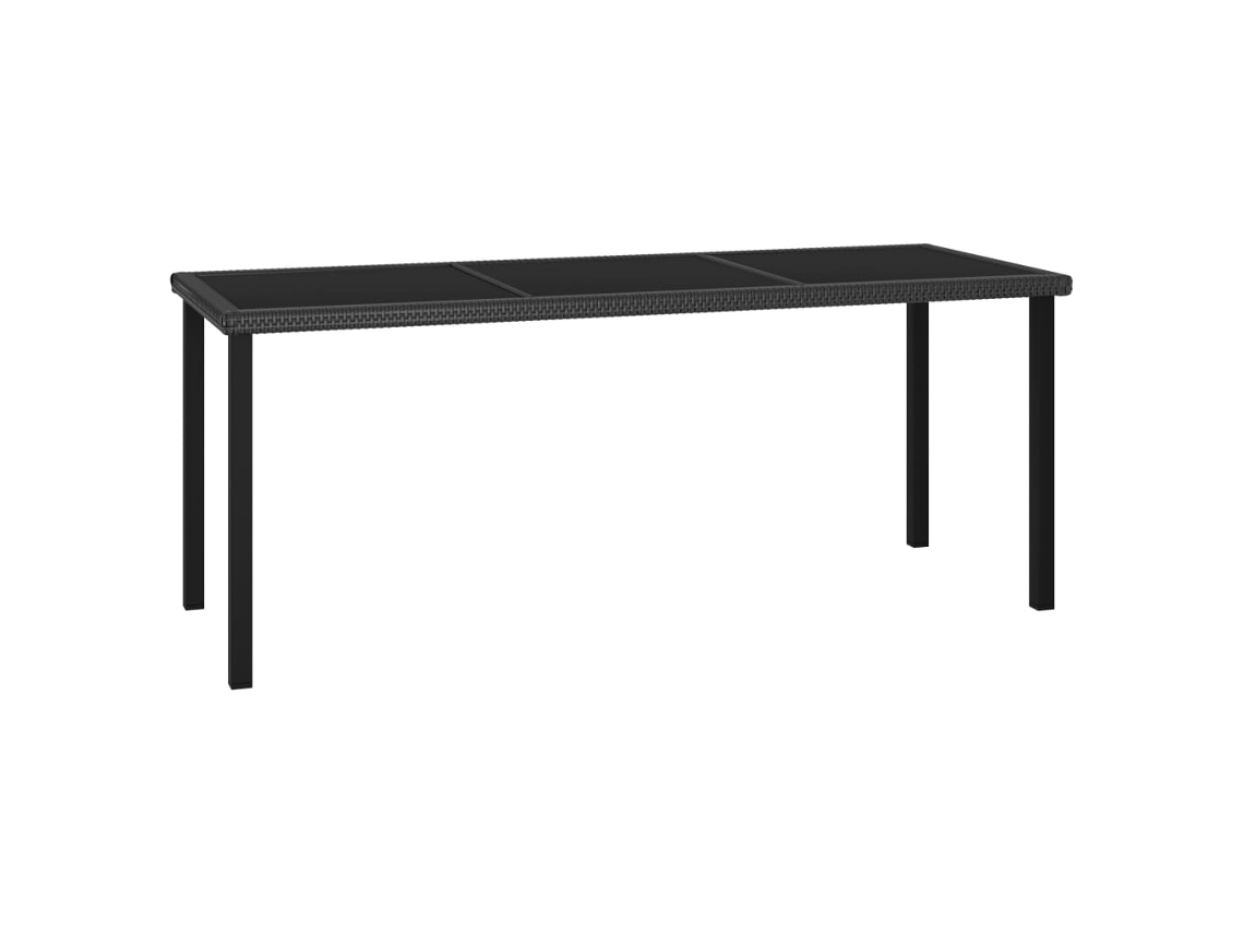 Mesa de comedor de jardín de mimbre, 180 x 70 x 73 cm, color negro, PE, DKD HOME DECOR