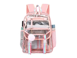 Mochila moderna de PVC transparente, mochila escolar de gran capacidad para portátil, mochila informal para la escuela, la universidad y viajes, rosa.