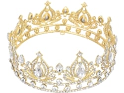 Tiara/coroa Em Liga De Ouro Com Cristais Brilhantes, Acessório De Cabelo Para Casamento E Formatura.