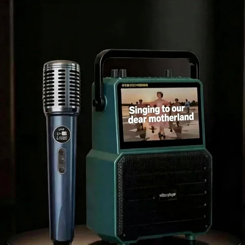 Altavoz Cuadrado Para Canciones Coreanas(verde Oscuro, 1 Micra)con Pantalla De Letras Dinámica De Alta Definición Y Batería De Larga Duración.