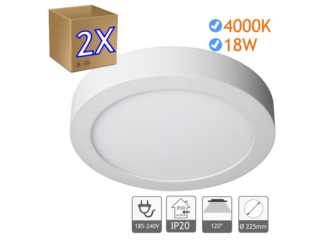Set 2 Lámparas de Techo JANDEI Downlight Led (18W - Luz Neutra - 4200K)