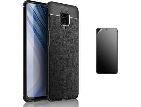 Kit Carcasa y Protector Xiaomi Redmi Note 9S Ultimatte Rugged Leather Negro
