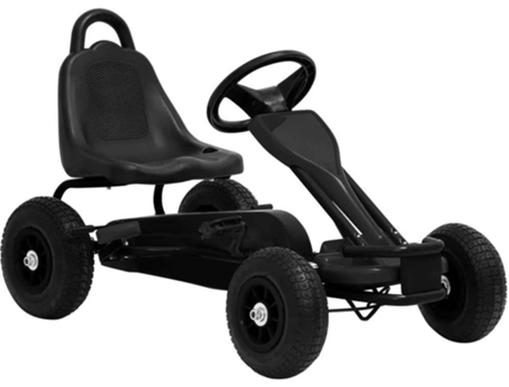 vidaXL Kart de pedales con neumáticos negro