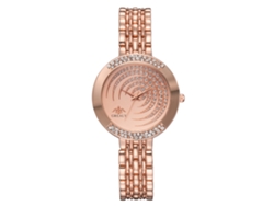 Reloj De Pulsera De Aleación Para Mujer Con Diamantes De Imitación, Movimiento De Cuarzo, Oro Rosa.