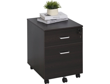 Vinsetto Archivador Para a4 con ruedas gabinete de suspendidos 2 cajones y cerradura 40x45x556 cm wengué 40x44x546