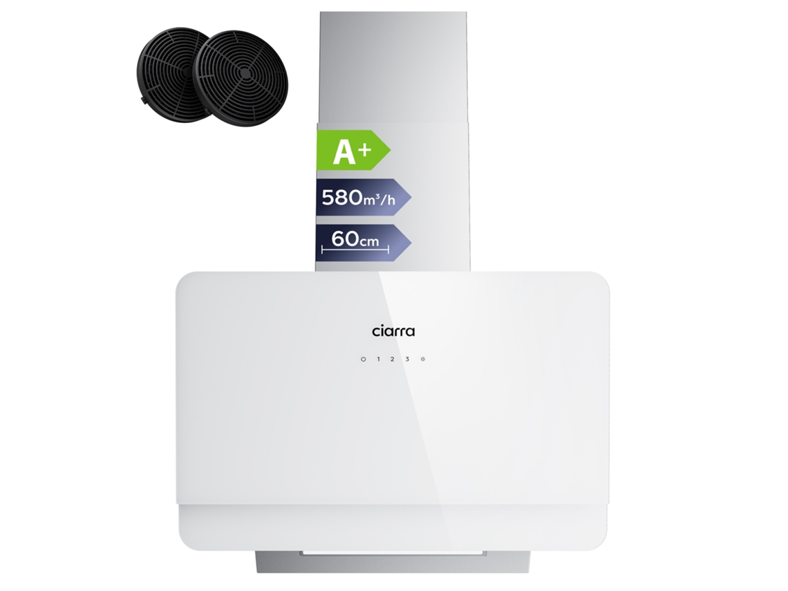 Campana Extractor De Pared 60cm 560m³/h  Recirculación Con Filtros De Carbón (2 Piezas) Sensortouch Inox Aws6765c Ciarra