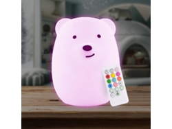 Luz nocturna de silicona con control remoto para niños - Diseño de oso con 9 colores suaves y temporizador de apagado (blanco)