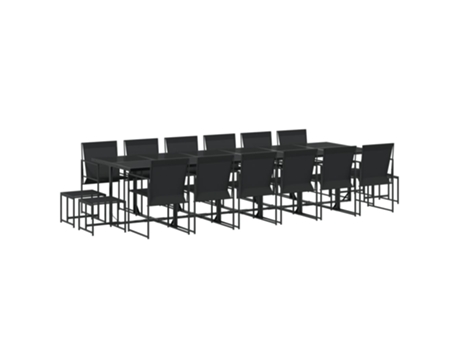 Conjunto 17 de comedor de jardín VIDAXL textileno negro