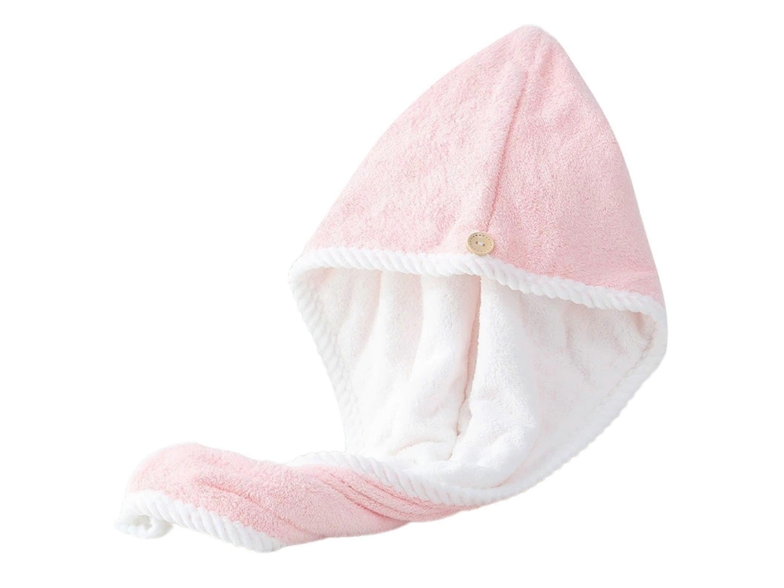 Gorro de secado de doble capa de forro polar coral grueso para un secado rápido y suave. Toalla de secado rosa. Rosewell.