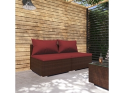 Set Muebles De Jardín 2 Udsconjunto De Comedorconjunto De Descanso Y Cojines Ratán Sintético Marrón Cfw753976