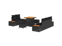 Maison Exclusive - Conjunto De Sofá De Jardín Con Cojín Con Almohada 8 Pcs Negro