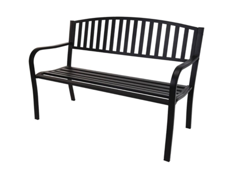 ProGarden Banco de jardín de metal negro 127x50x85 cm