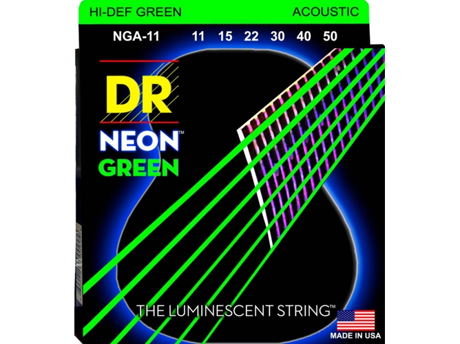 Juego de Cuerdas Guitarra Acústica K3 Luminescent Neon Green (.11- .15-.22-.30-.40-.50 - Bronce)