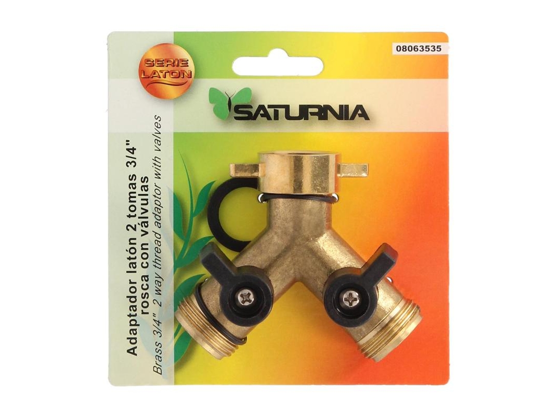 Adaptador manguera laton 2 tomas macho 3/4, duplicador grifo, adaptador 2 vias, entrada 3/4 hembra