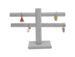 Organizador De Pendientes Linjou Estante Desmontable De 2 Niveles Para Joyería Gris
