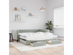 Sofá Cama Nido Con Cajones Terciopelo Gris Claro 100x200 Cm