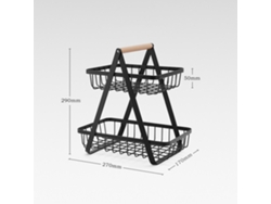 Cesta metálica de dos niveles para frutas, ideal para acampar y hacer picnics.