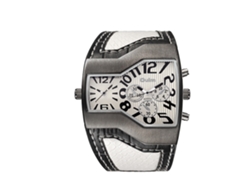 Reloj De Pulsera De Cuarzo Informal Para Hombre Con Doble Huso Horario, Resistente Al Agua Hasta 30 M, Blanco.