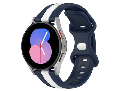Correa de reloj inteligente para Coros Apex 46 mm/Apex Pro/Ticwatch Pro 3 22 mm Hebilla de mariposa de silicona bicolor (blanco + azul)