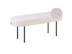 Assento Estofado Com Pernas Finas Em Metal Beliani Wolfeboro De Bouclé Branco 98x35x38