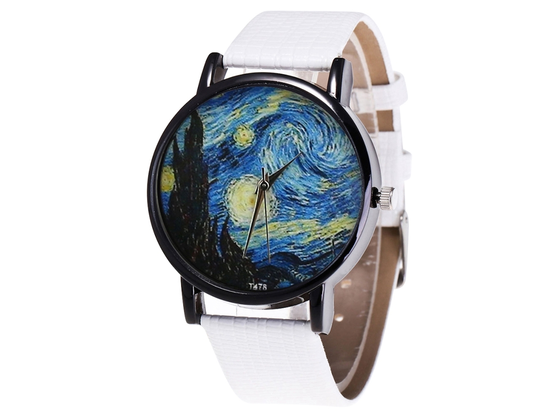 Reloj De Pulsera De Cuarzo Unisex Con Correa De Cuero Pu Zhoulianfa (blanco)