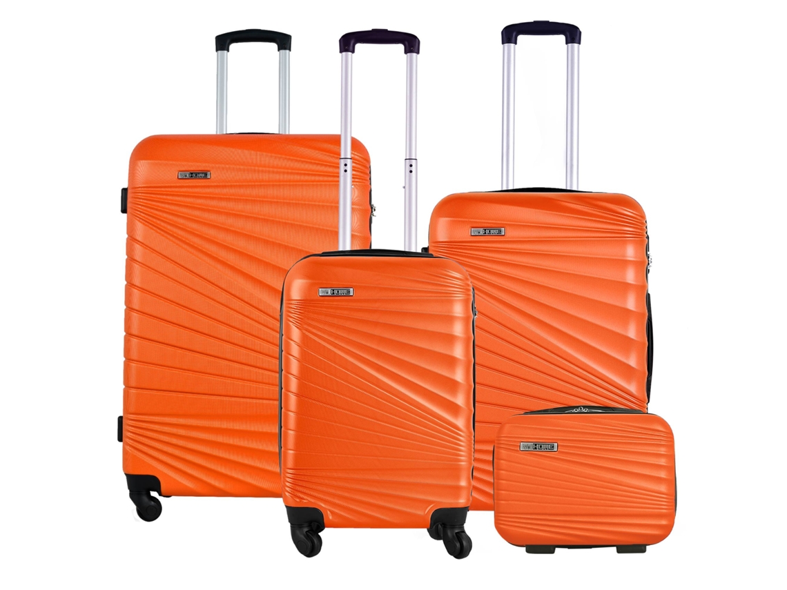 WELLHOME Juego de maletas rígidas 4 piezas en turquesa coral naranja