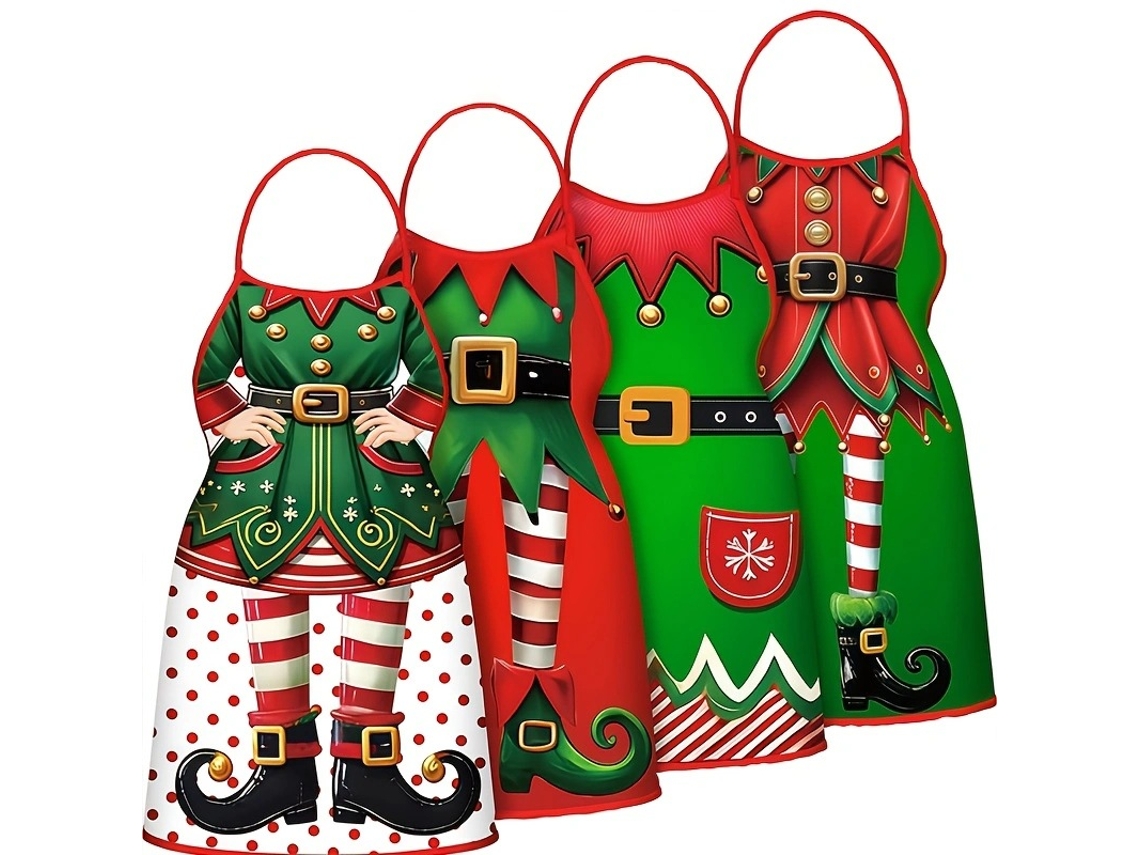 Conjunto de 4 delantales navideños divertidos, 52 x 72 cm, Digitallab
