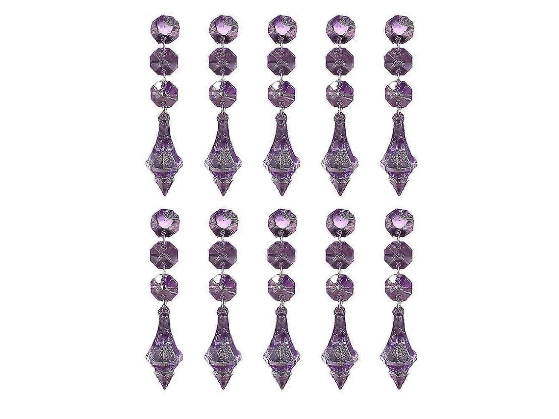 Rebe-10pcs Prismas De Cristal Para Lámpara Colgante, Acrílico Con Efecto De Reflejo, Decoración Diy Zekai Morado