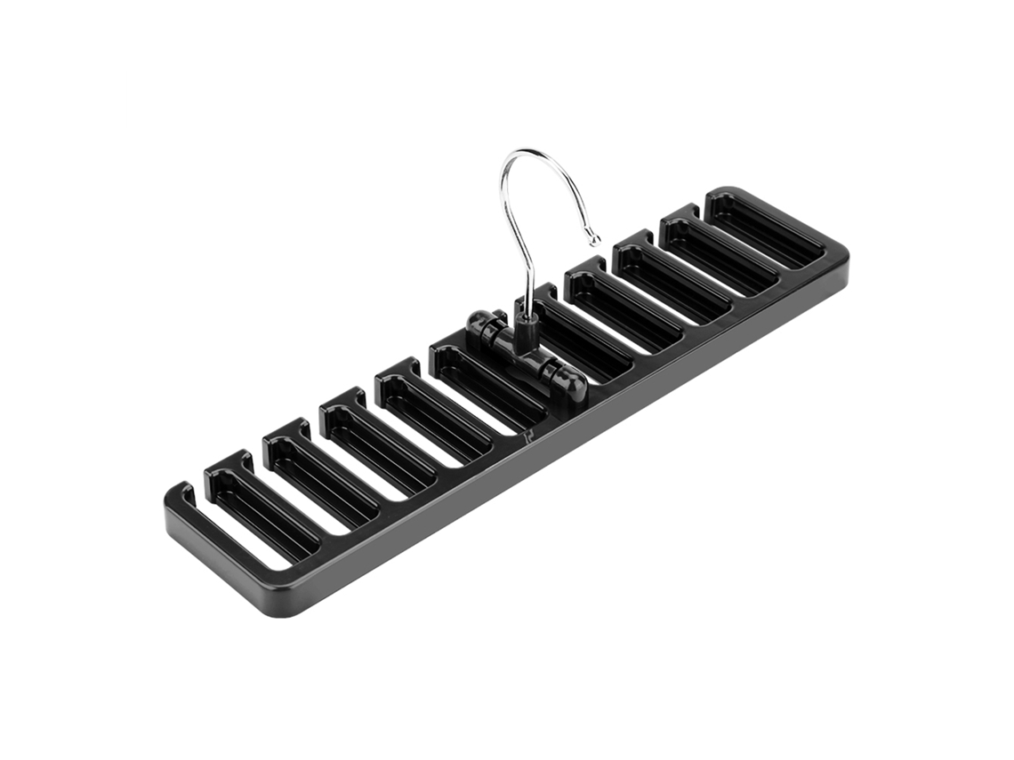 Organizador De Corbatas, Cinturones Y Bufandas Con 10 Compartimentos, Plástico Negro, Para Armario.