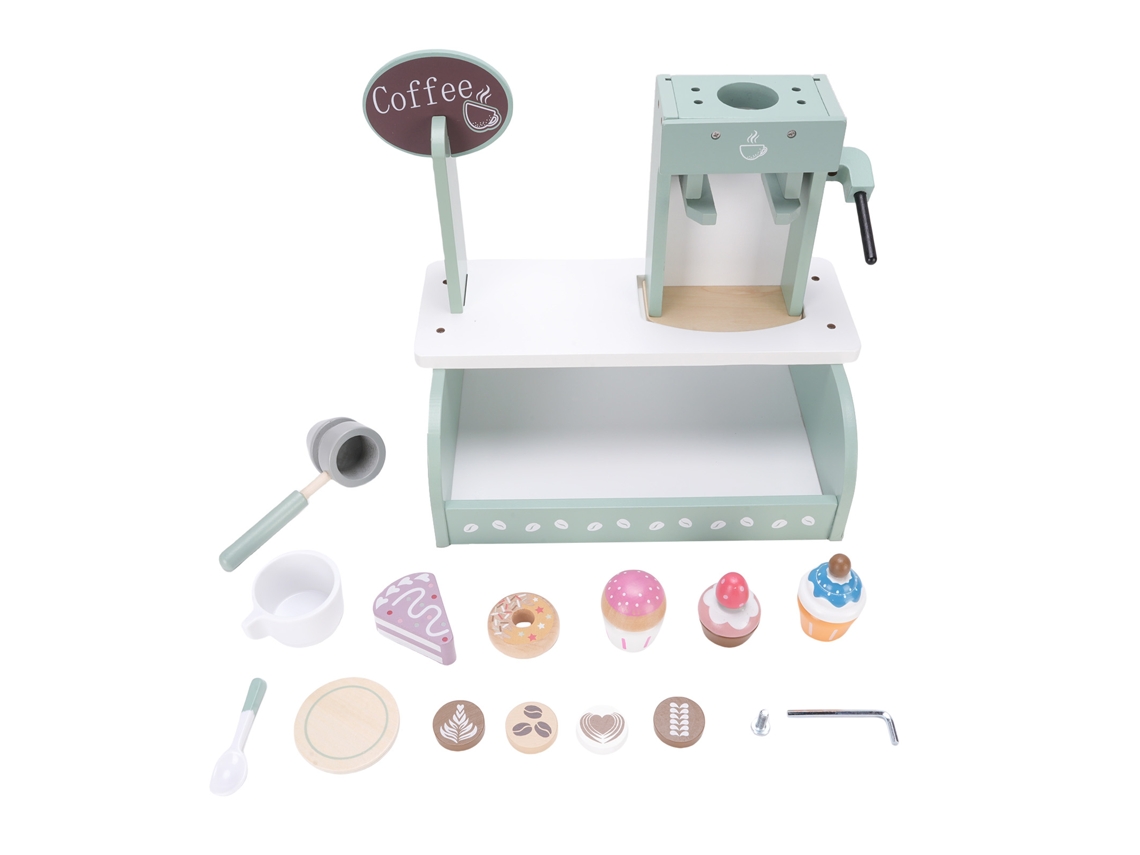 Cafetera De Juguete De Madera Para Niños, Juego De Rol Con Accesorios.
