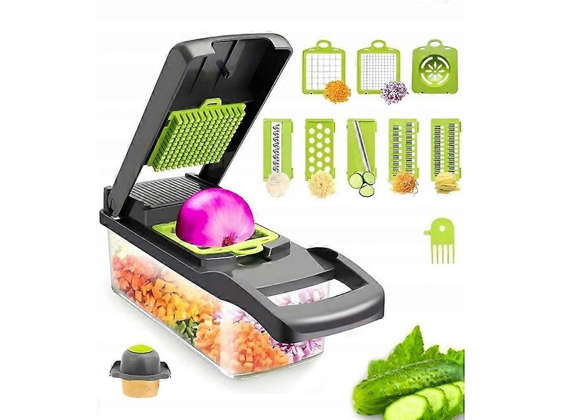 Cortador manual multifuncional 14 en 1, tamaño grande, para frutas y verduras.