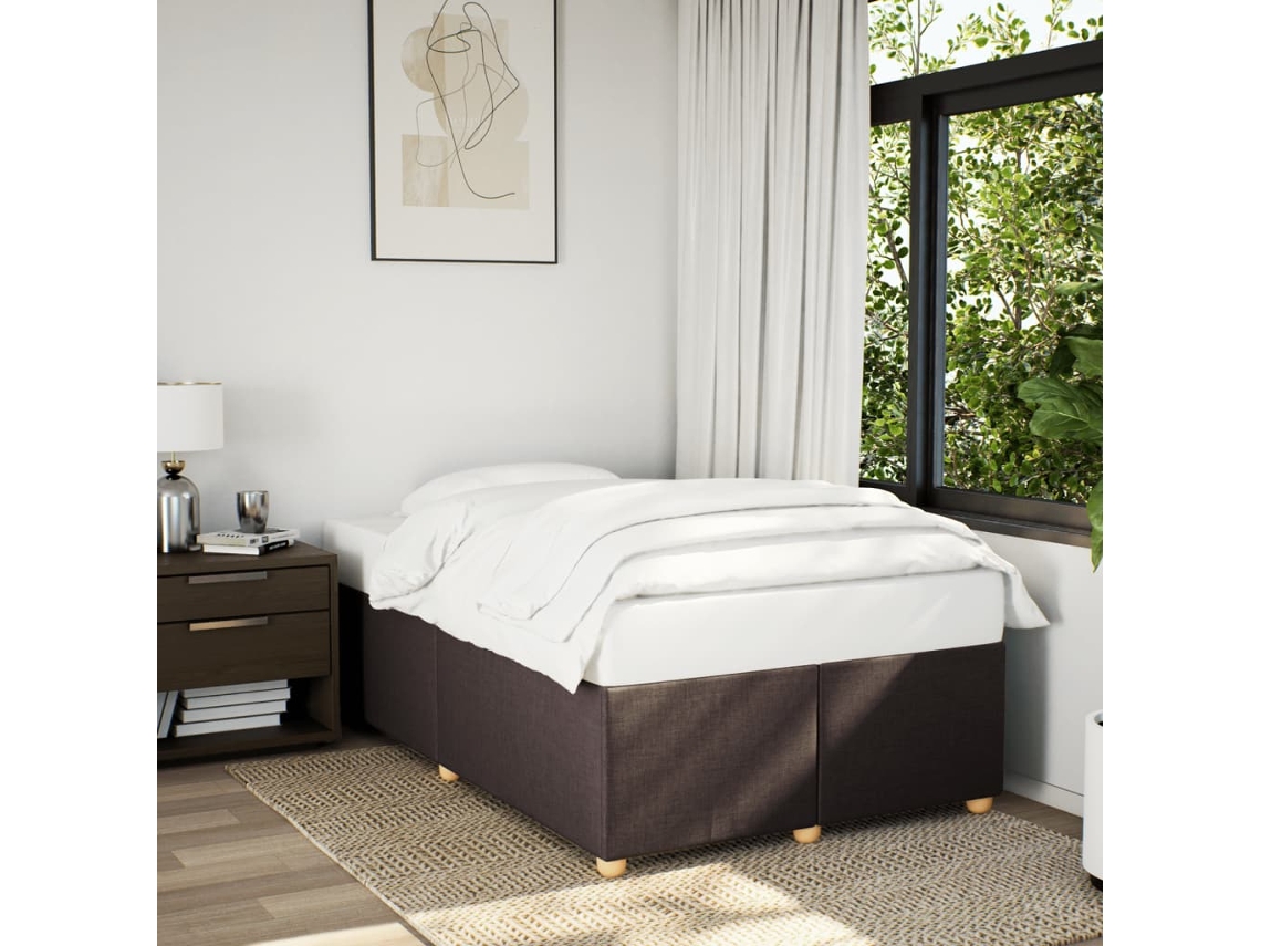 Estructura De Cama Sin Colchón Tela Marrón Oscuro 120x200 Cm