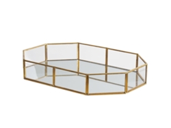 Bandeja BELIANI Chabris de Vidrio, Latón Dorado 32x22x6