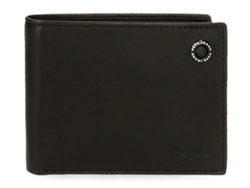 Cartera de cuero negra con insignia de Pepe Jeans